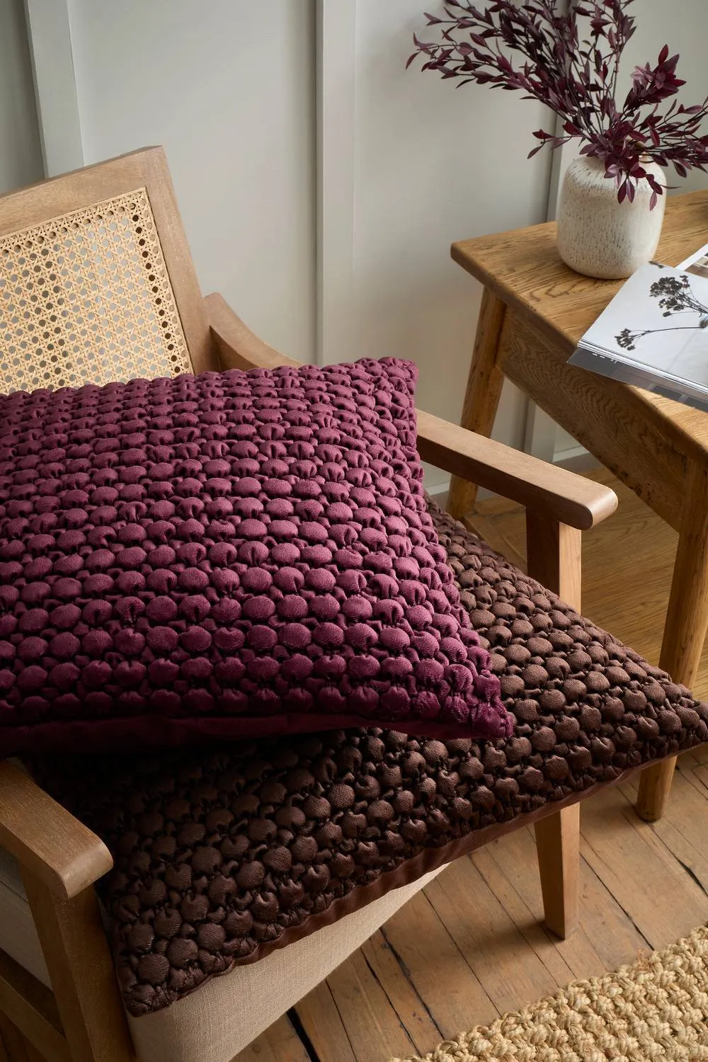 Appletree 'Bobble' Velvet Filled Cushion in Chocolate 5