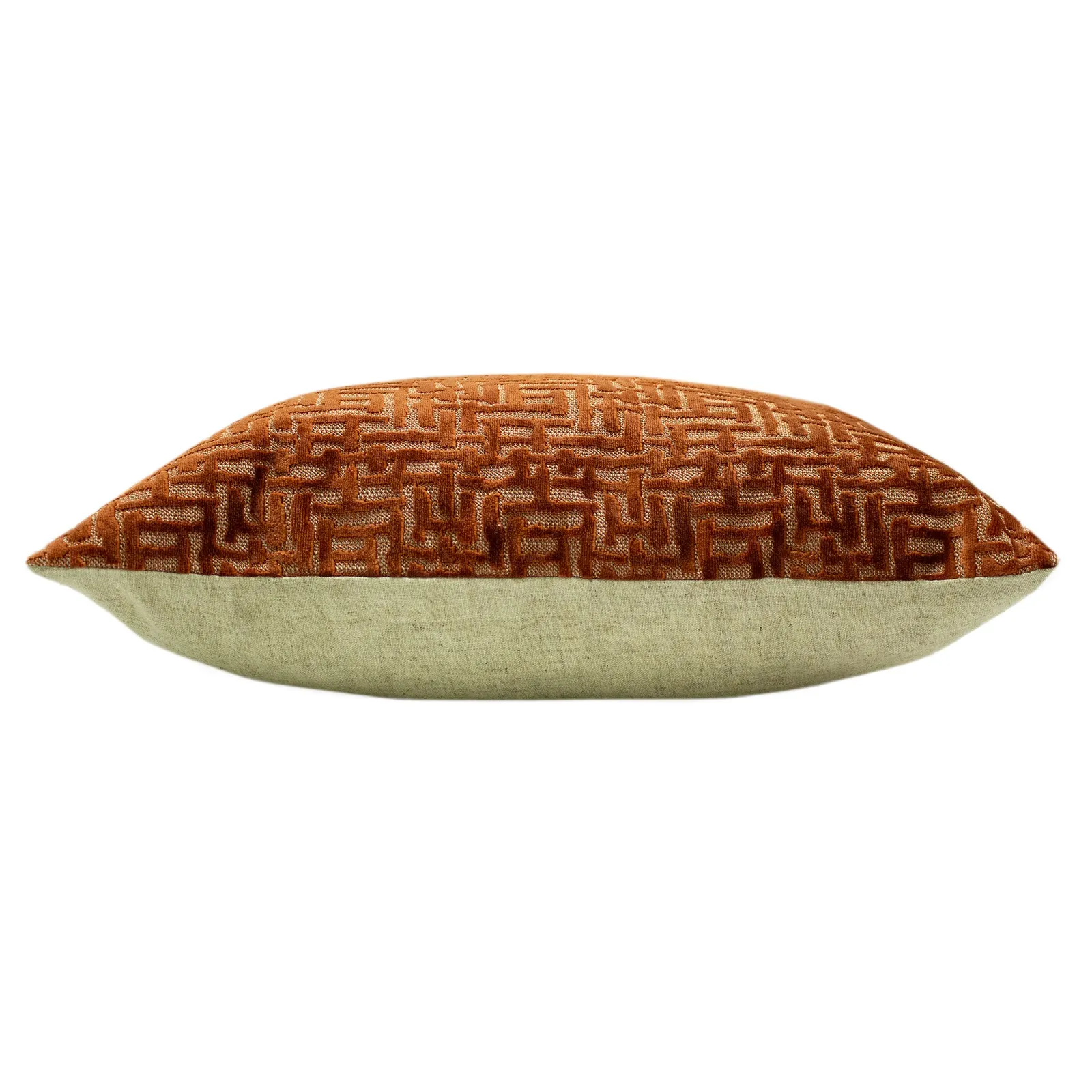 Paoletti Delphi Maze Cut Velvet Cushion in Orange 4