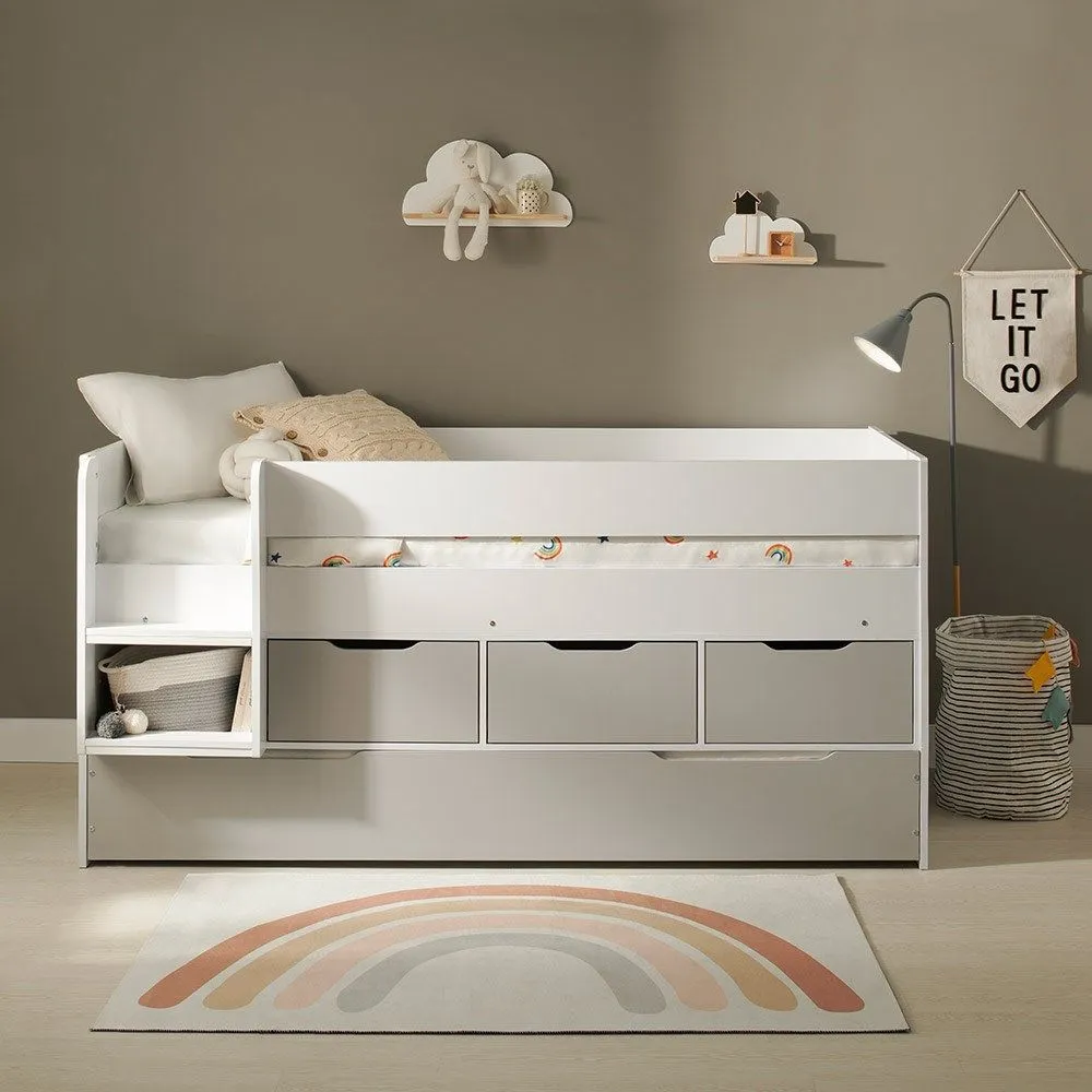 Flair Lars Low Cabin Bed with Trundle & Storage Drawers in White 3