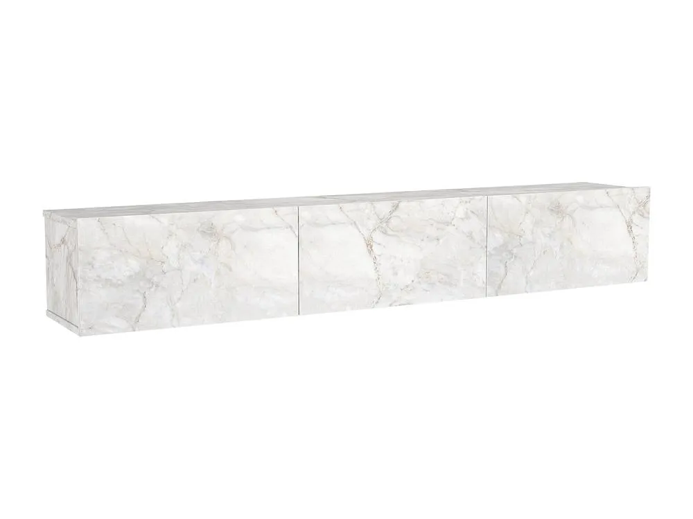 Vente-unique Wall - Mounted TV Unit With 3 Doors - White Marble Effect - VIKILA 5