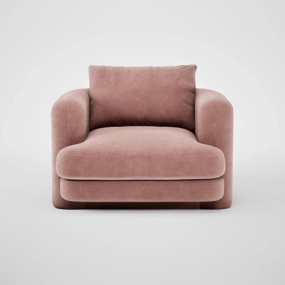 Heal's Rafi Swivel Armchair Smart Luxe Velvet Dusky Pink