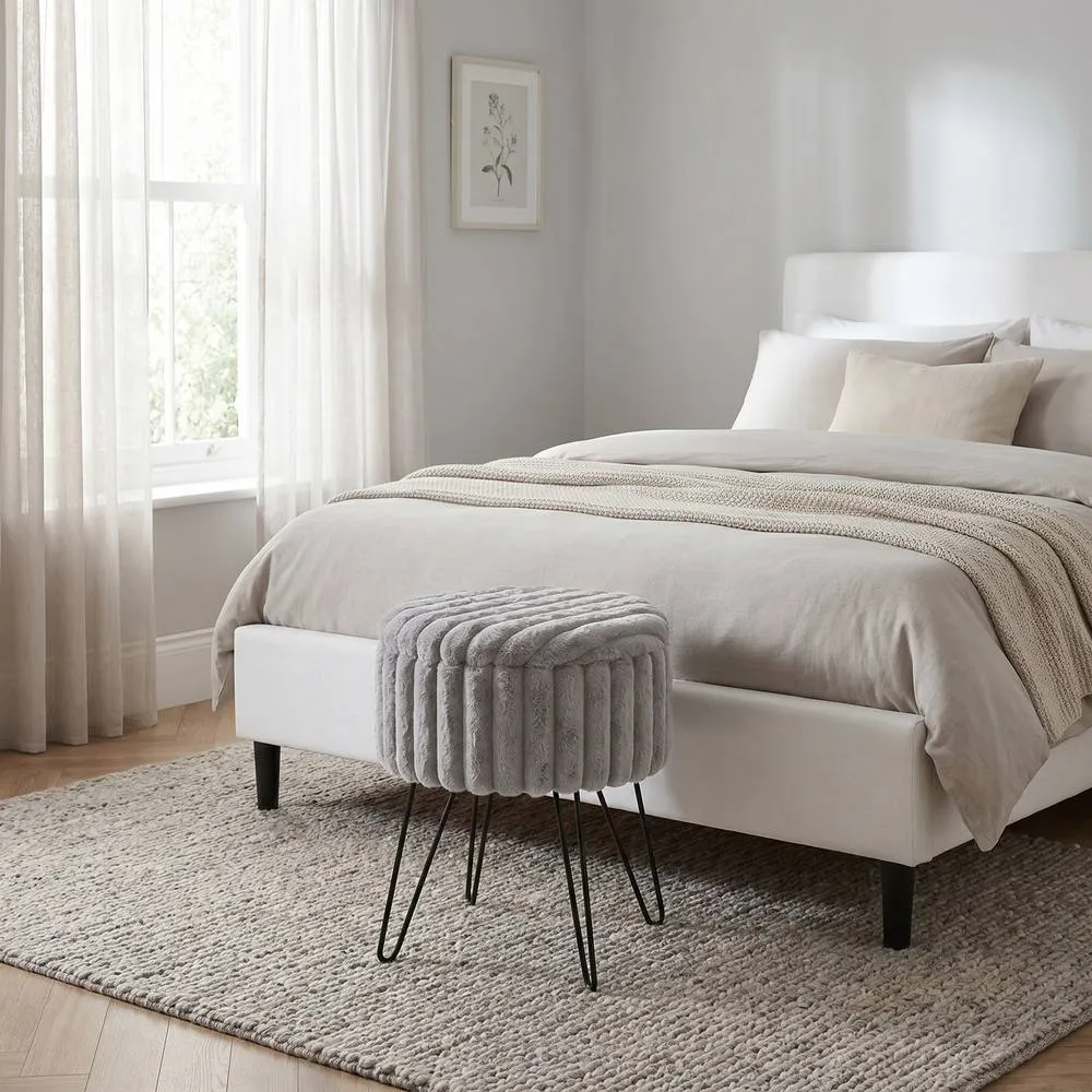 GAVENO CAVAILIA Ribbed Hairpin Storage Stool in Grey 5