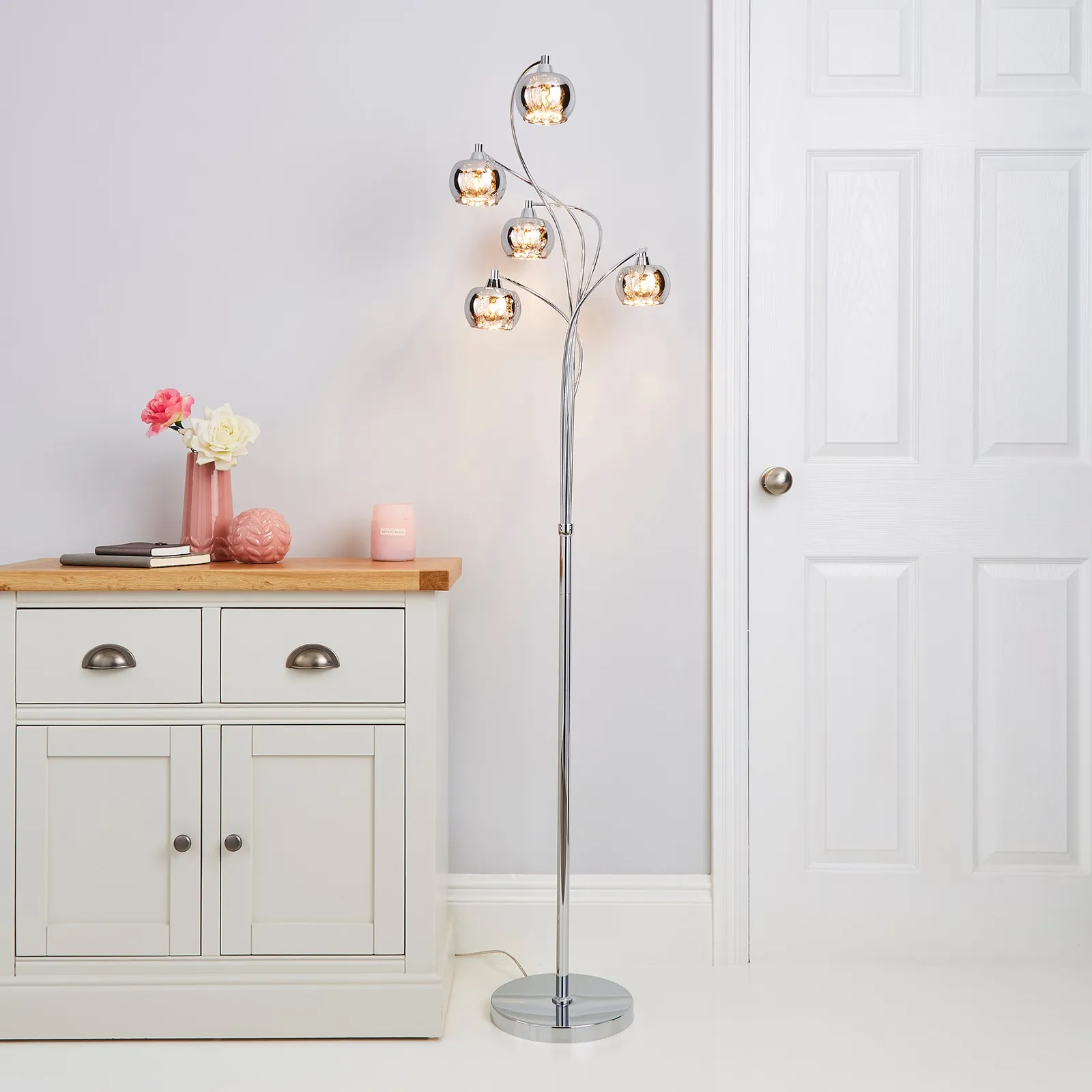 Seychelles Smoked 5 Light Floor Lamp Silver