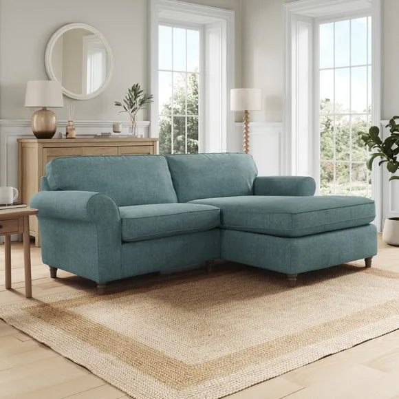 Flori Tonal Plush Chenille Corner Chaise Sofa 1