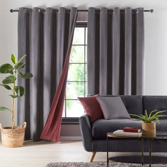 Reversible Velour Eyelet Curtains 2