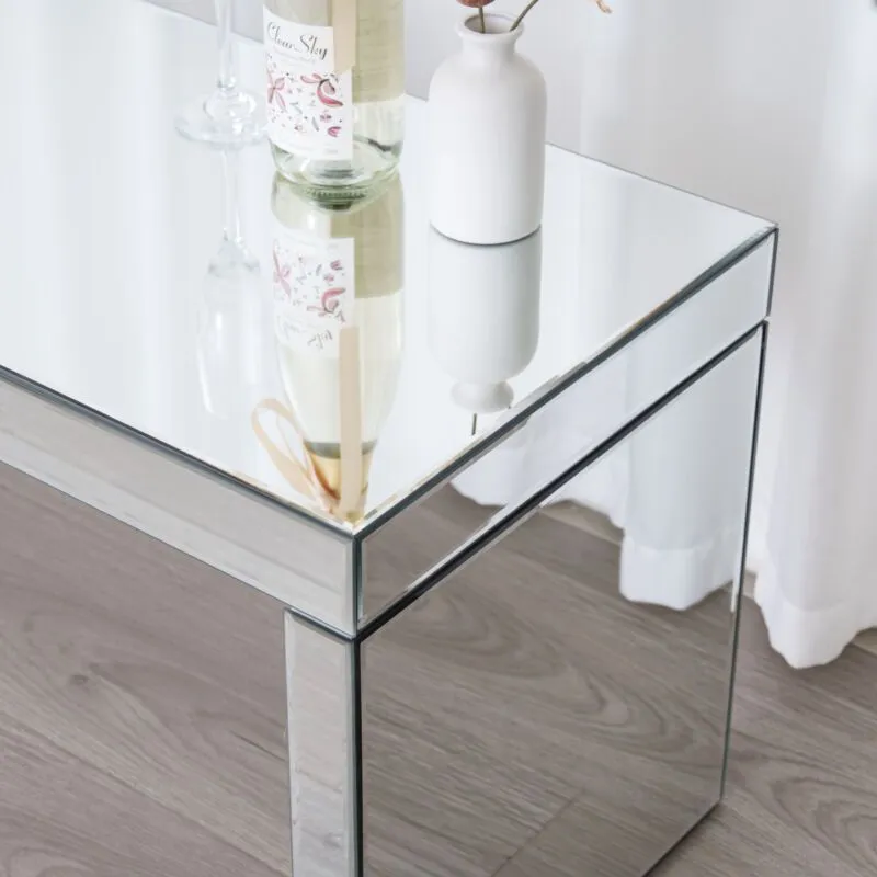 Comfy Living Ltd Mirrored Glass Rectangular Coffee Table in Silver 3