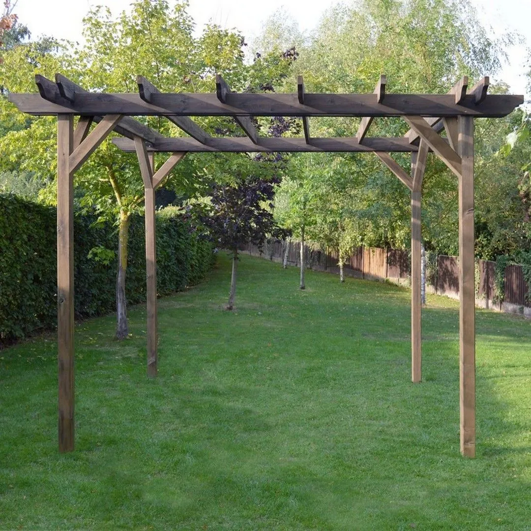 Rutland County Garden Furniture Ltd Double Garden Pergola - Wood - L180 x W480 x H270 cm - Light Green in Brown 3
