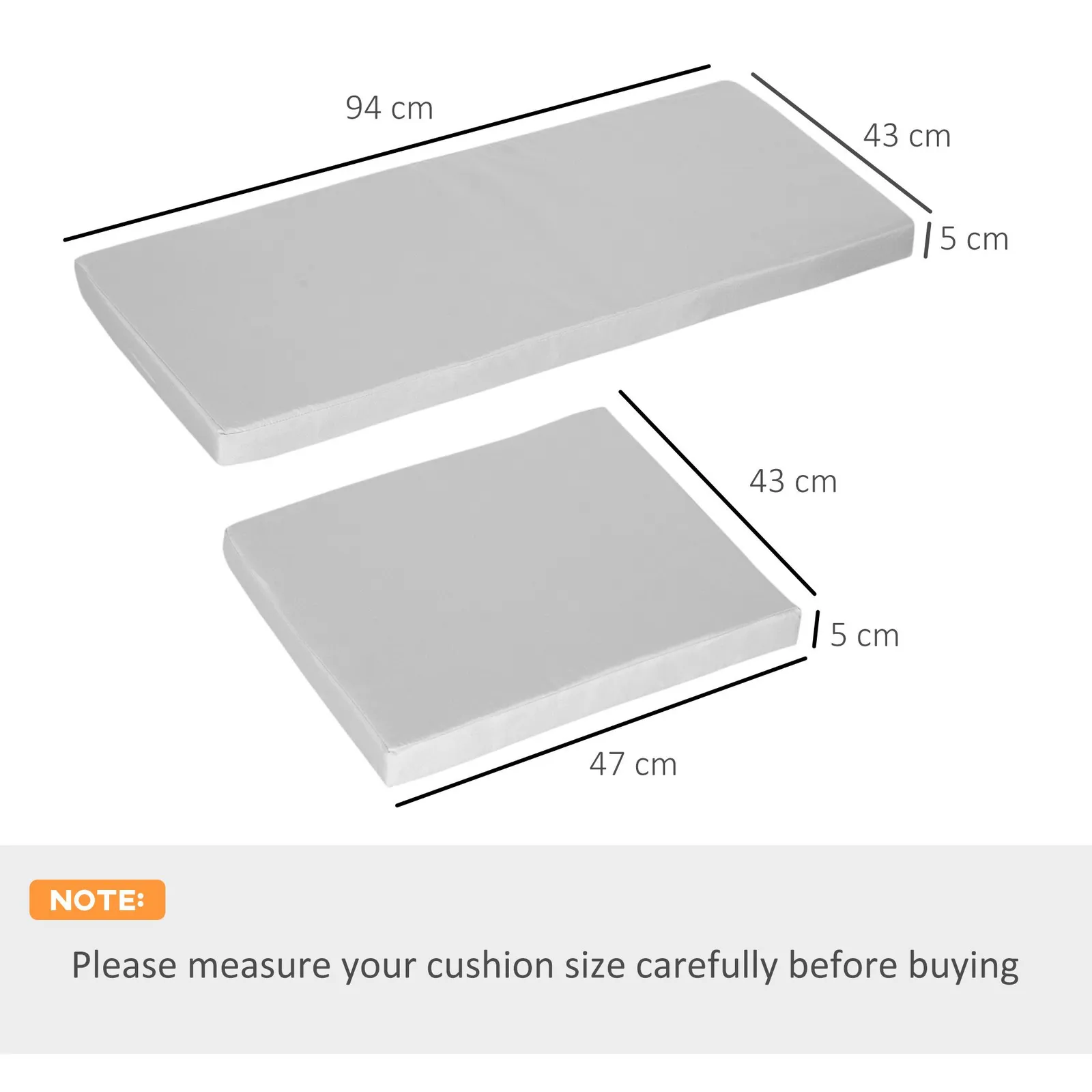 OUTSUNNY 3PCs Rattan Garden Seat Cushions Pads for Patio Furniture in Grey 3