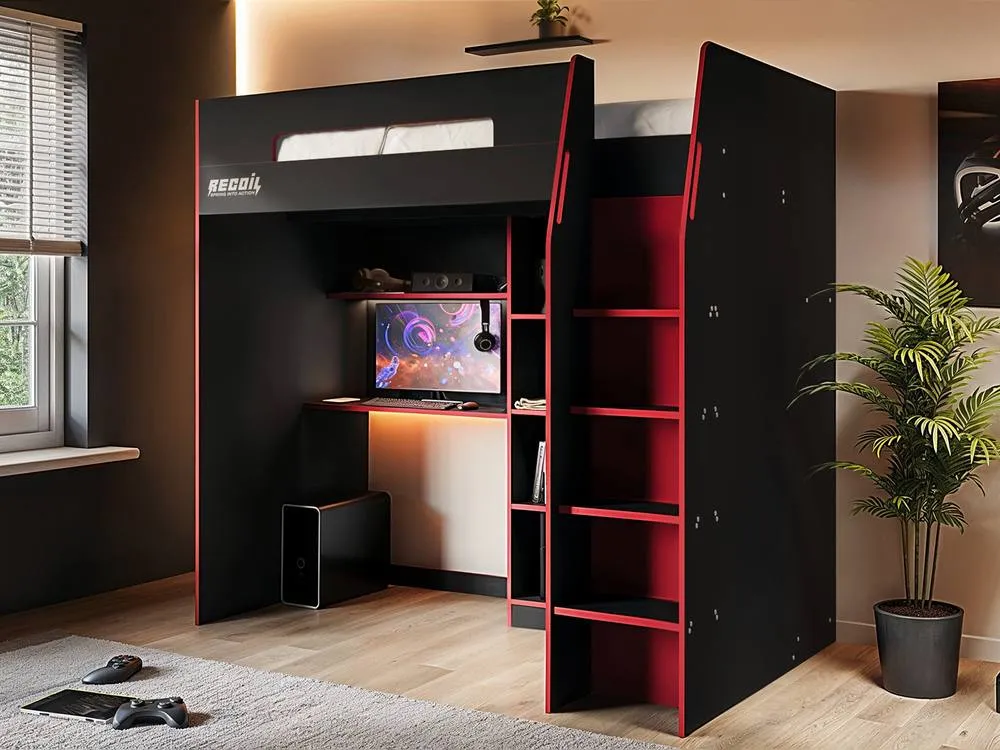 Flair Summit Gaming High Sleeper with Wardrobe Black 3