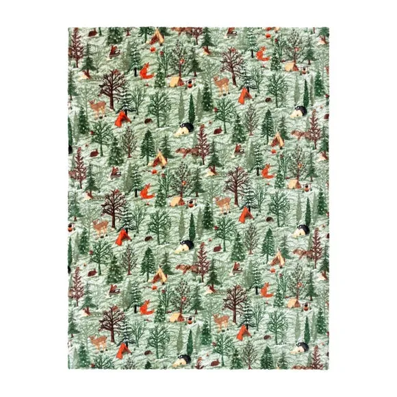 Lodge Wood Sherpa Throw Blanket 130cm x 150cm