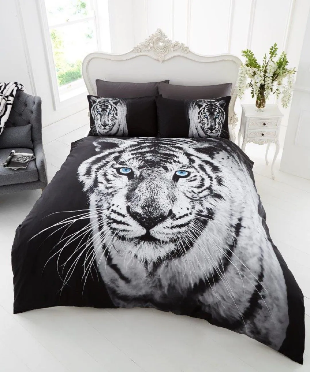 Smart Living 3D Effect Animal Polycotton Printed Duvet Cover Set in White 1