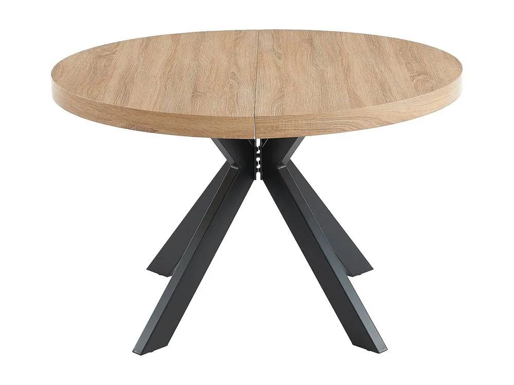Vente-unique 4 - 8 Seater Extendable Dining Table - MDF & Steel - Natural and in Light Oak