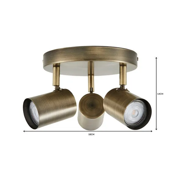 Newark Antique Bronze 3 Light Semi Flush Spotlight 6