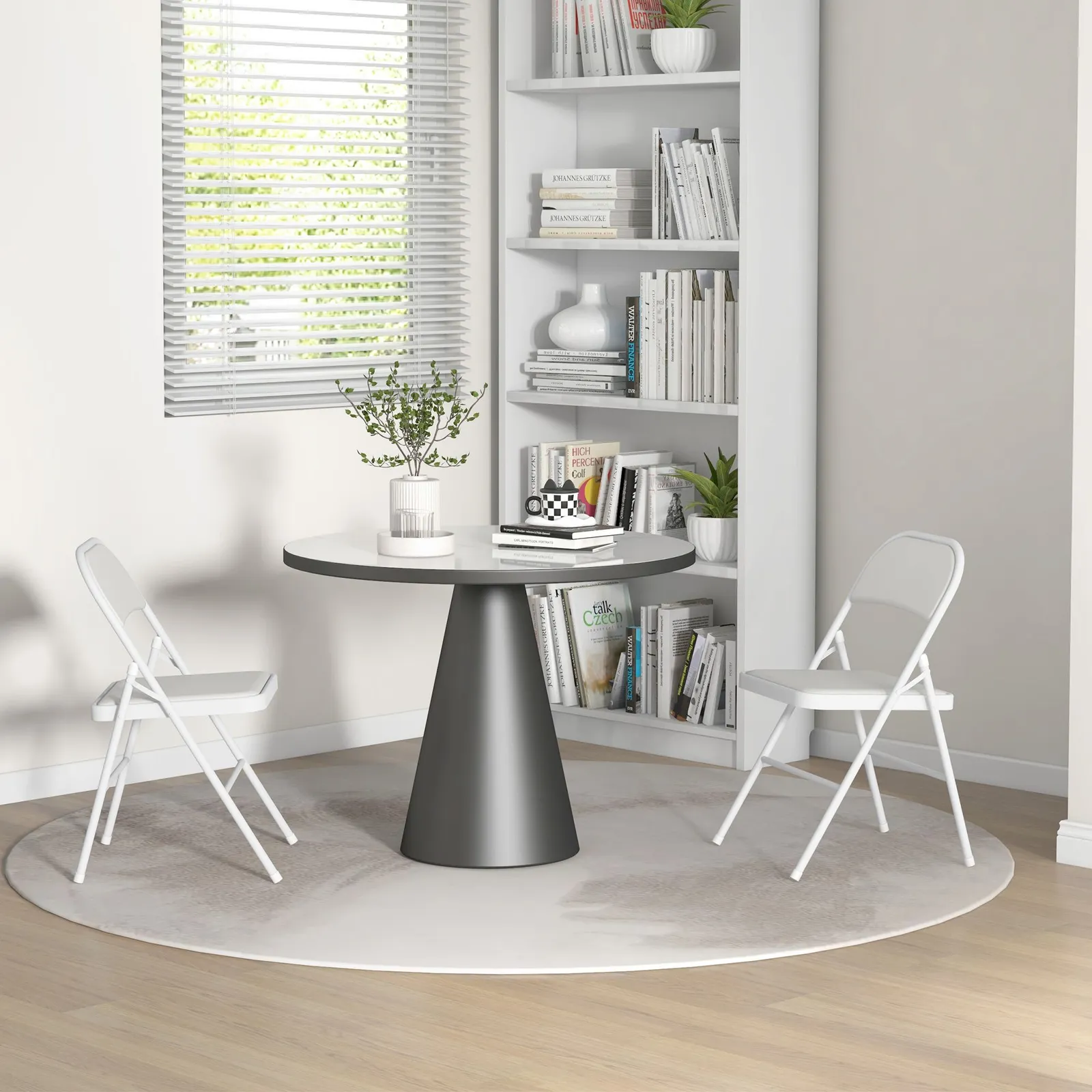 HOMCOM 2 Pack Padded Folding Chairs with Cushioned Seat & Metal Frame in White 2