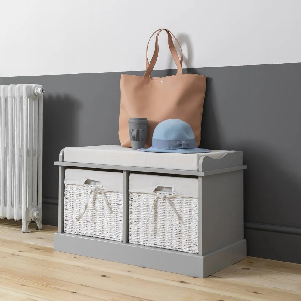 Nöa and Nani Stockholm Storage Bench with 2 Baskets in Silk Grey