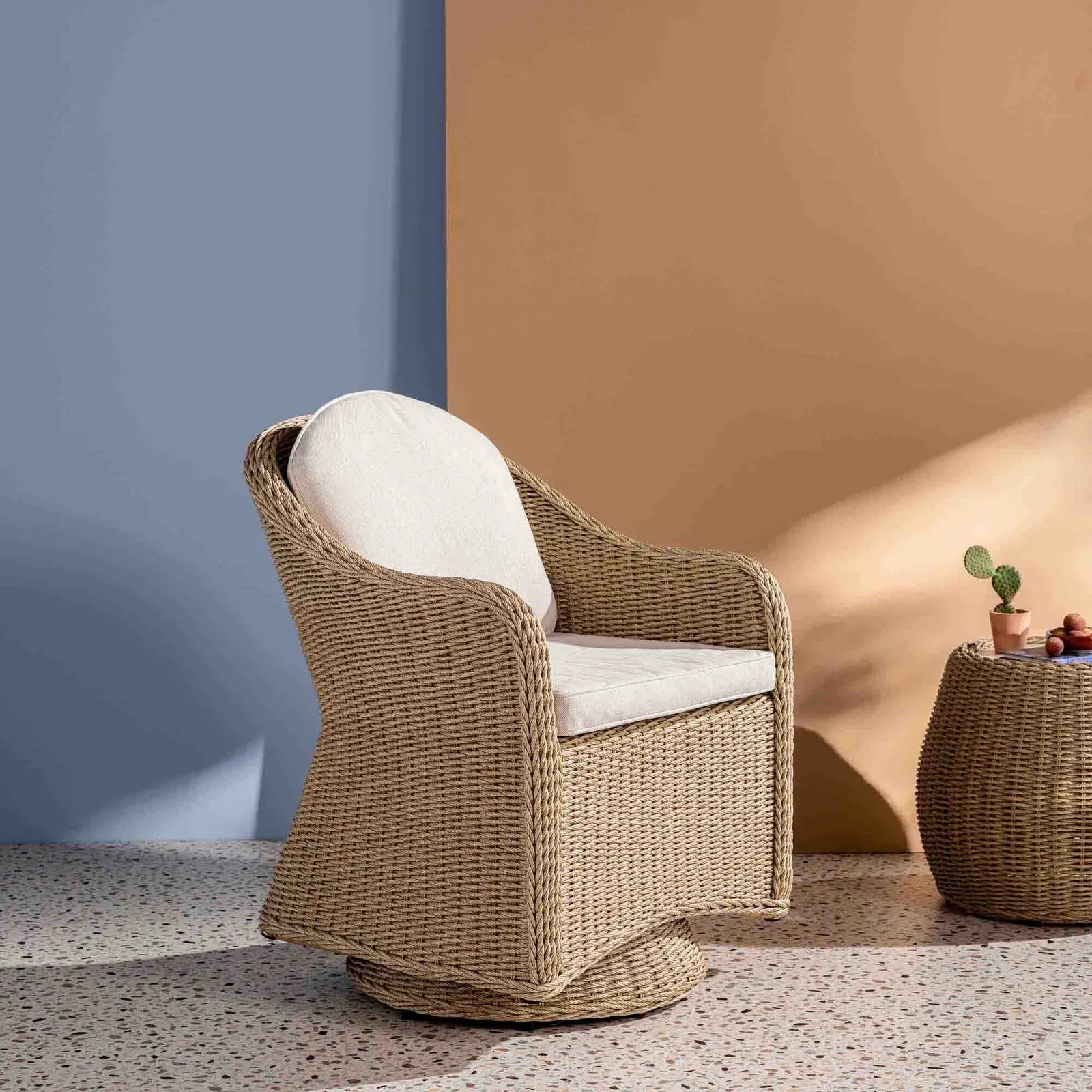 Garda Swivel Chair Duo Bistro Set, Rattan, Neutral | Barker & Stonehouse 2
