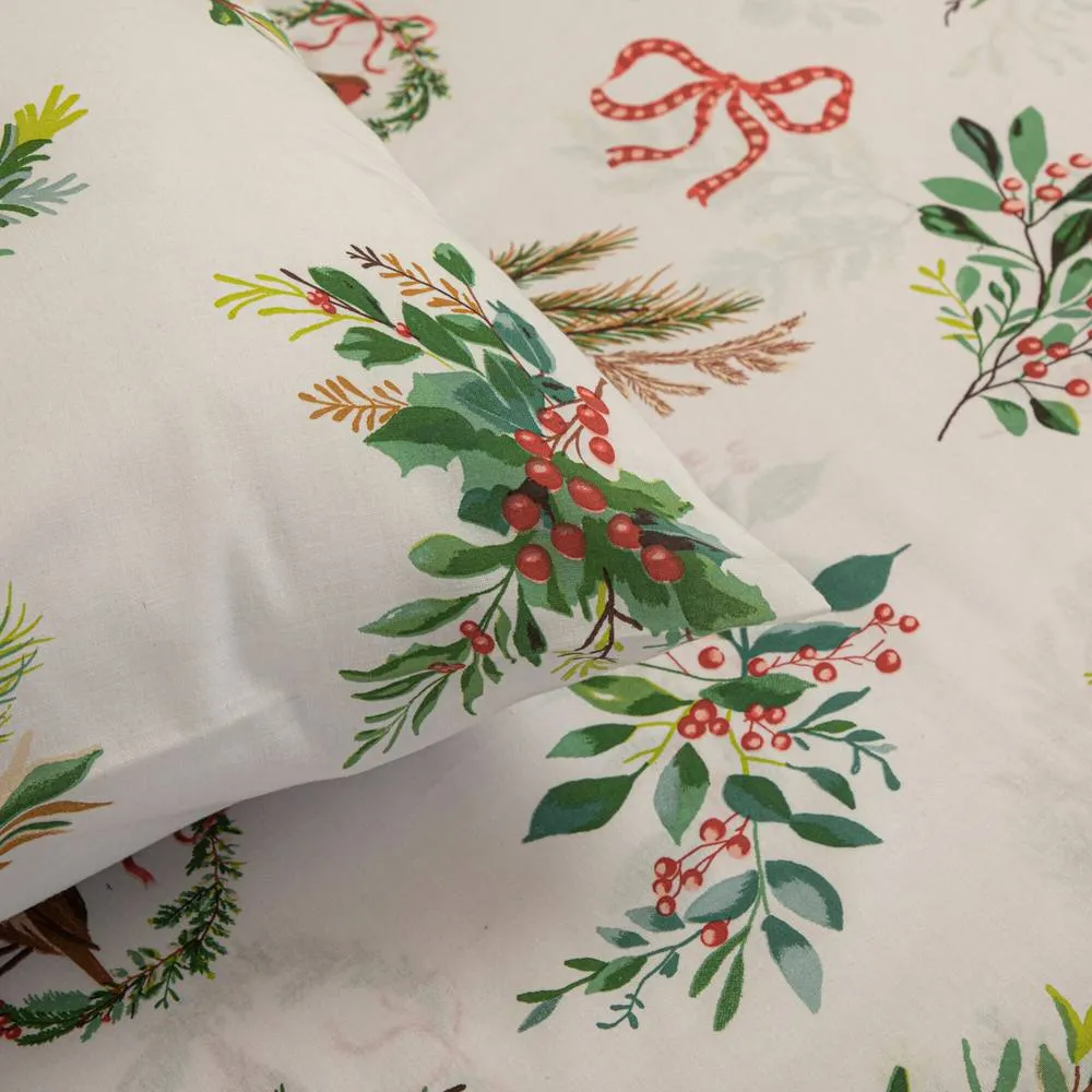 Portfolio Home Evergreen Bows Festive Botanical Duvet Cover Set With Pillow Case 3