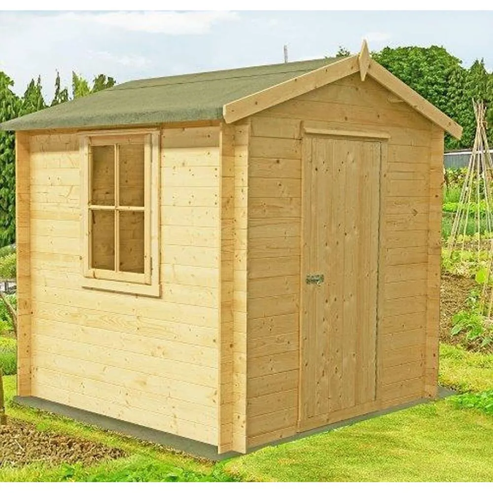 Shires Danbury Log Cabin Home Office Garden Room Approx 8 x 8 Feet in Light Tan