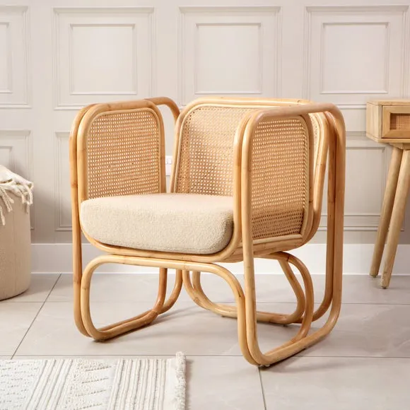 Desser Iconic Rattan Chair with Boucle Cushion