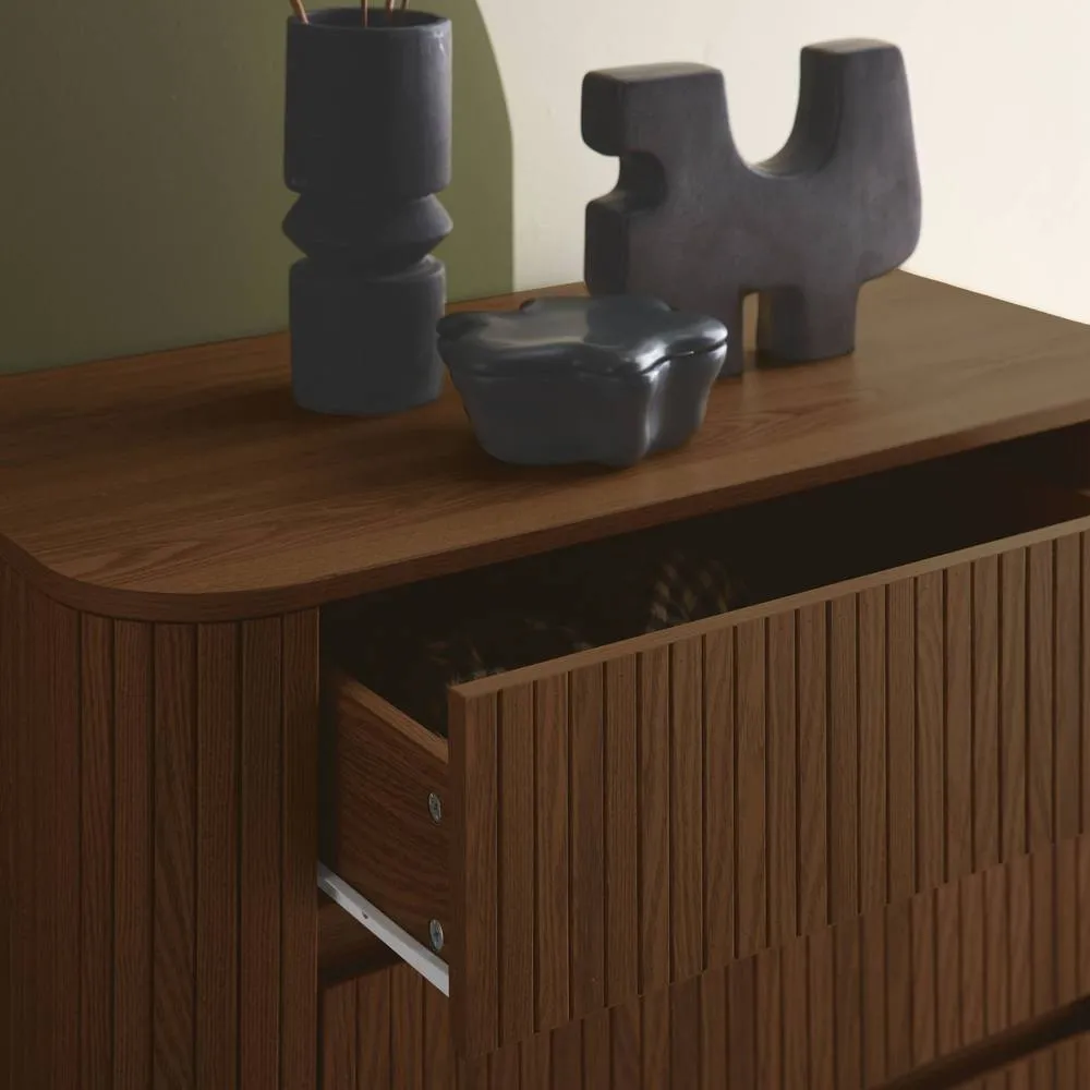 sweeek Grooved decor dresser 3 drawers in Dark Brown 4