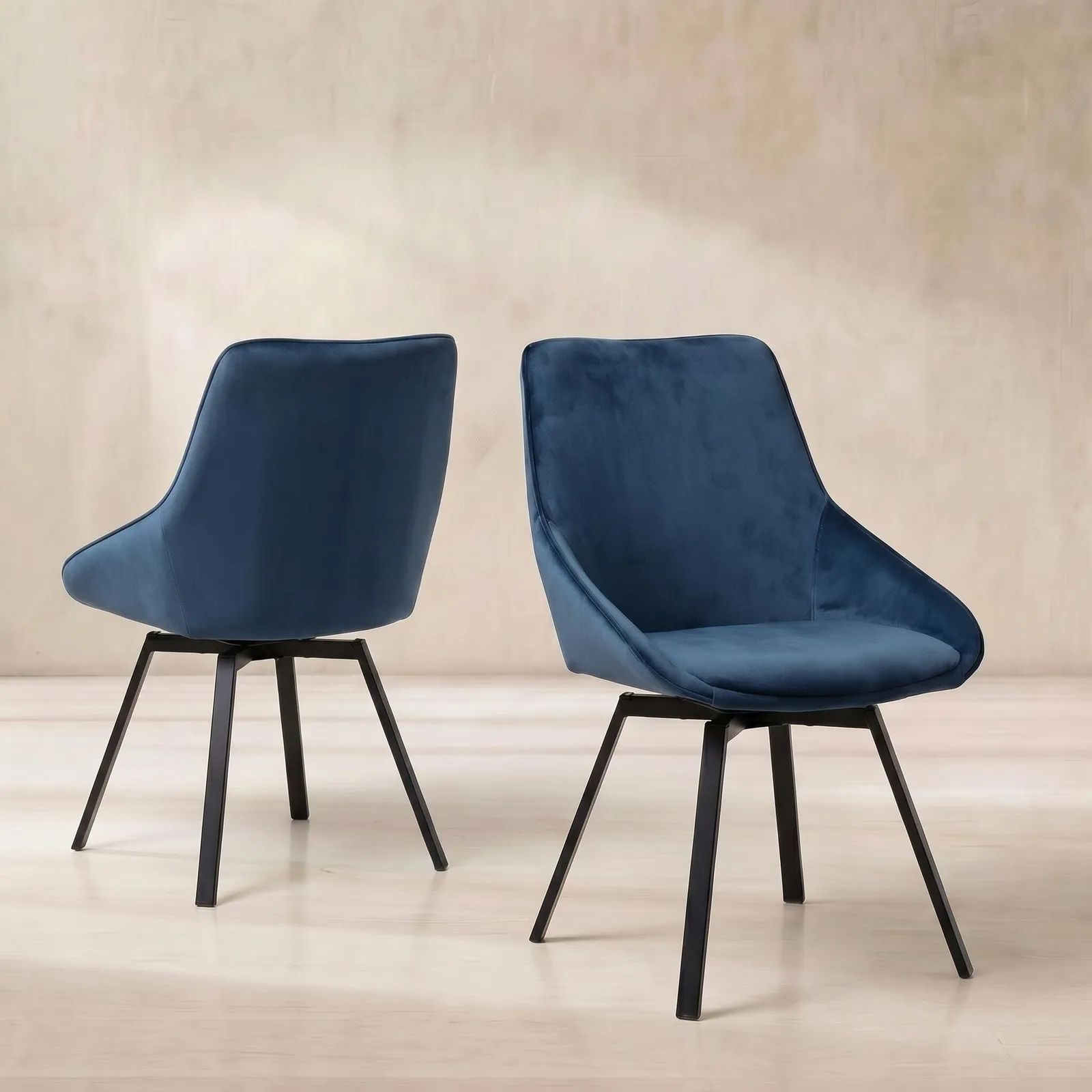 Beckton Leisure Swivel Dining Chair, Blue Velvet | Barker & Stonehouse