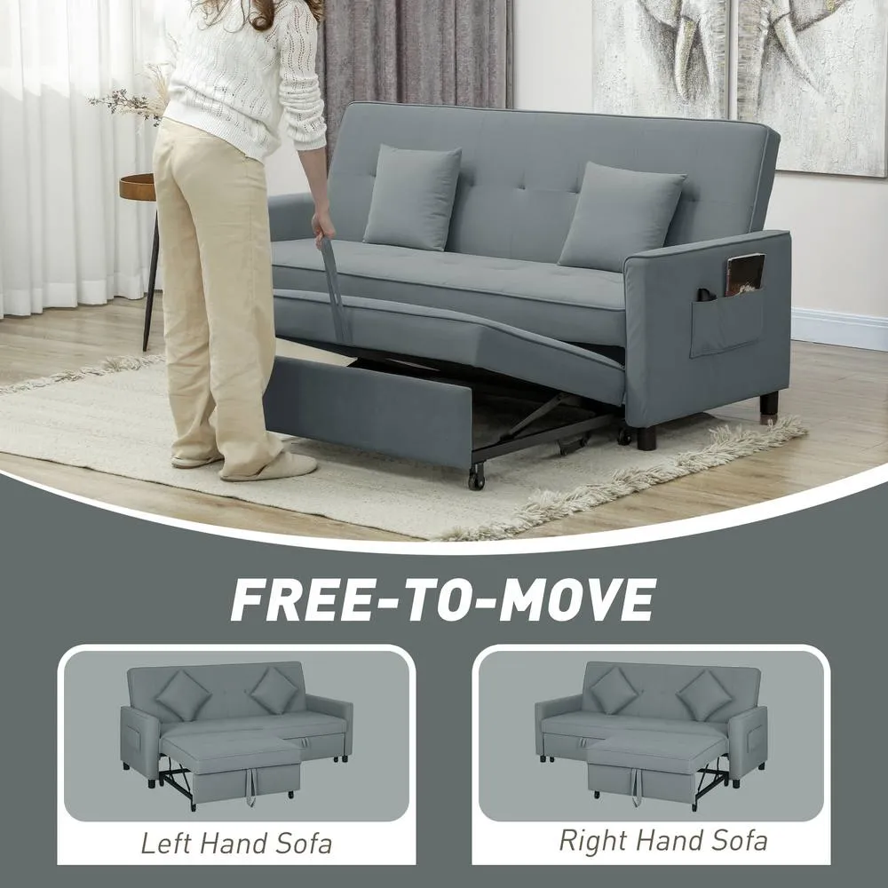 HOMCOM Reversible L-Shaped Sectional Sofa Bed with Cushions in Grey 6