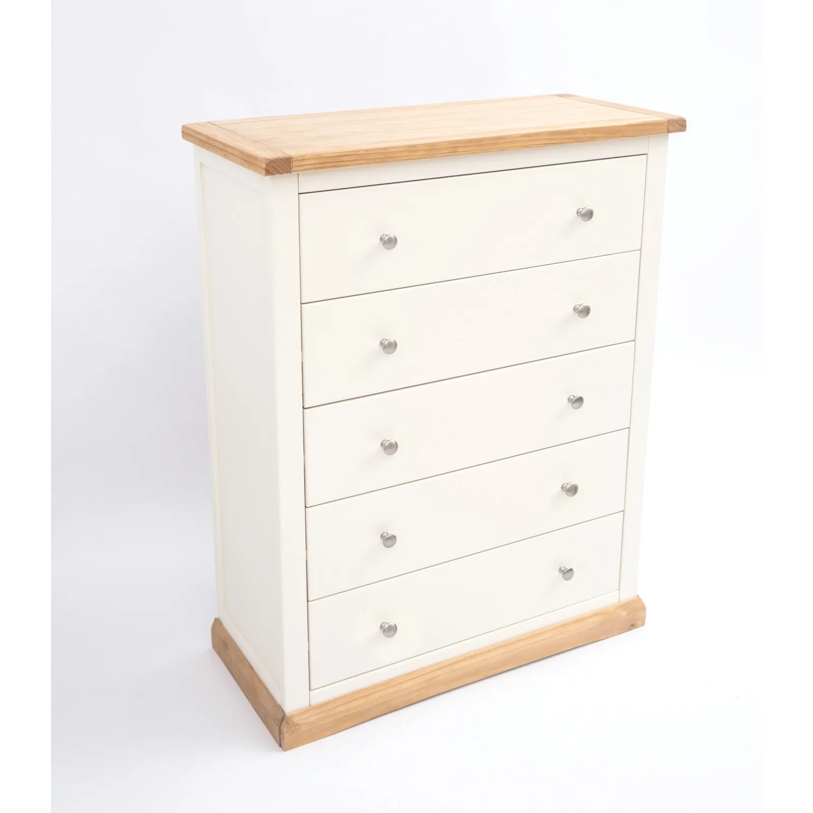 Cabinet Bits Trevi 5 Drawer Chest of Drawers Chrome Knob in Off-White 3