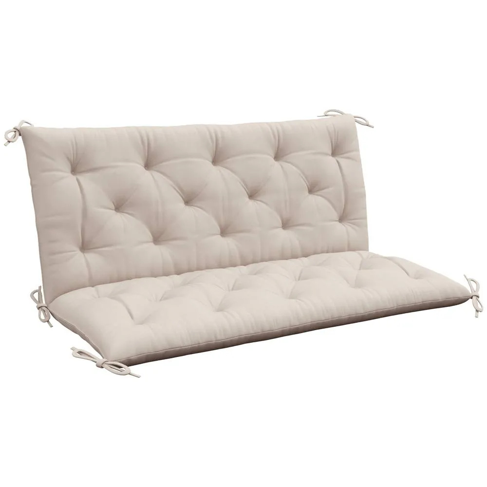 OUTSUNNY Garden Bench Cushion, Seat Pad with Ties in Khaki 2