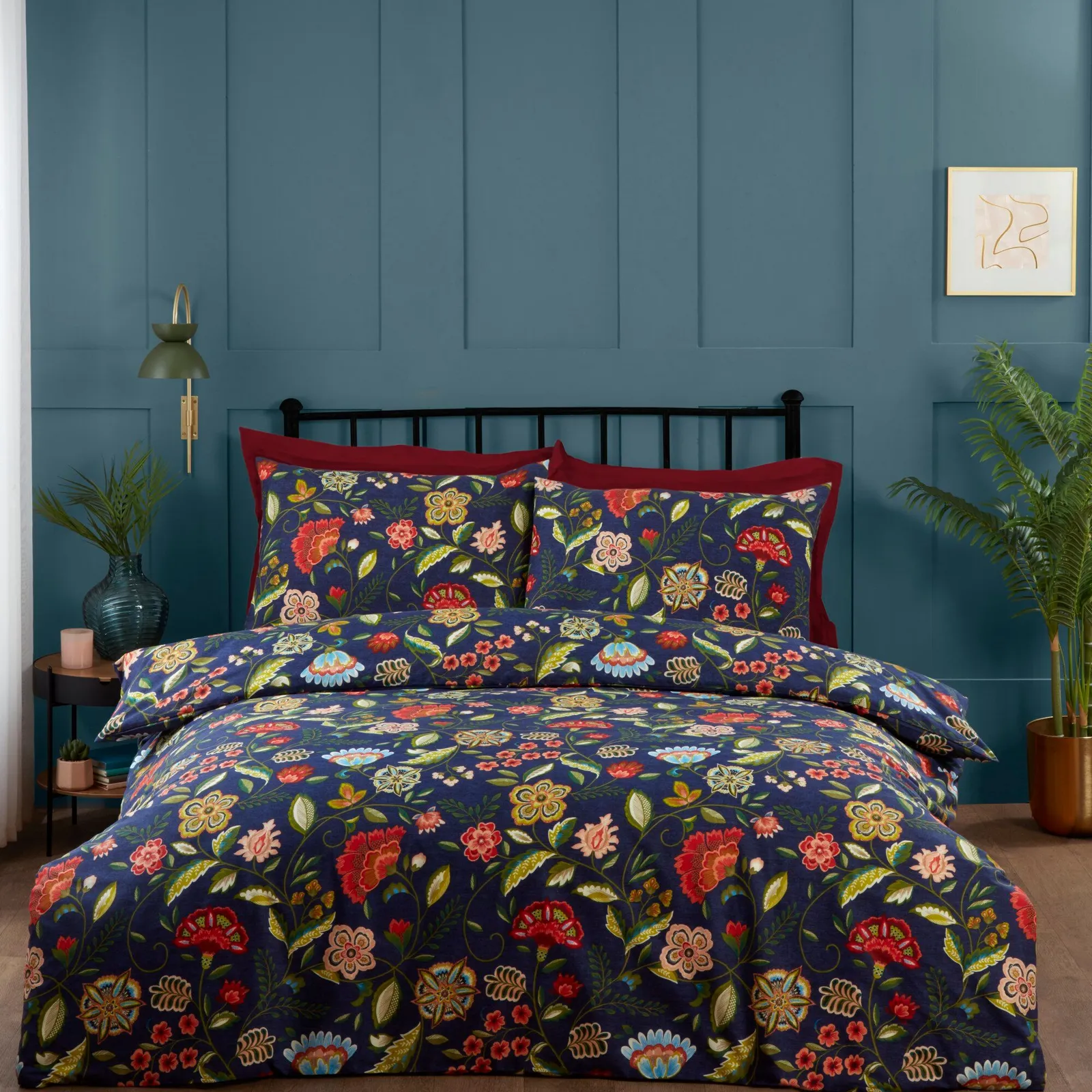 Portfolio Home Marla Floral Bedding Duvet Cover Quilt Set with Pillowcase in Blue