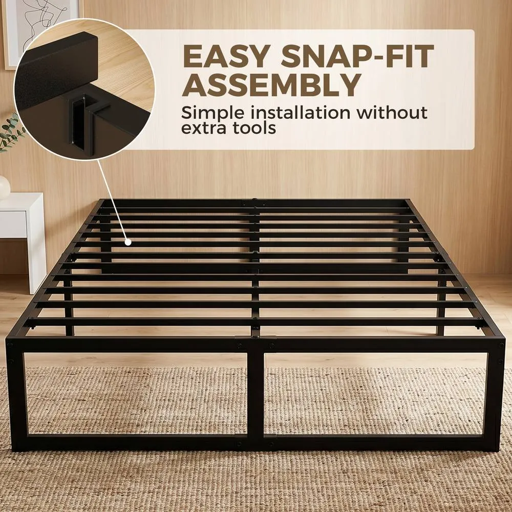 HOMCOM 4ft6 Double Bed Frame with Underbed Storage, Noise-Free, Black 6
