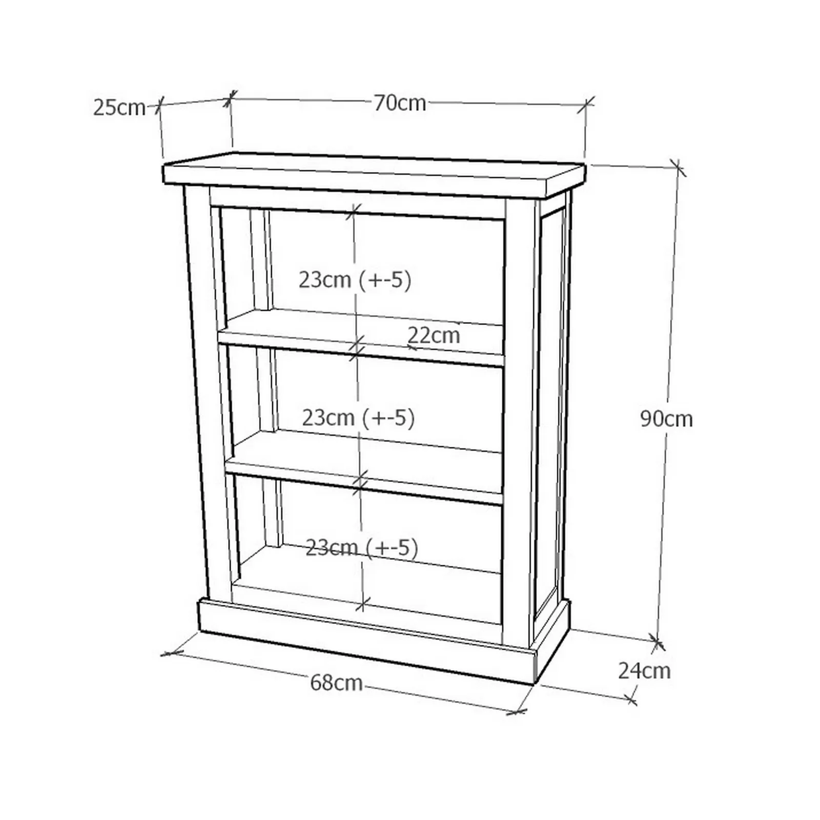 Cabinet Bits Bookcase with Plinth 90x70x25cm in Light Brown 6