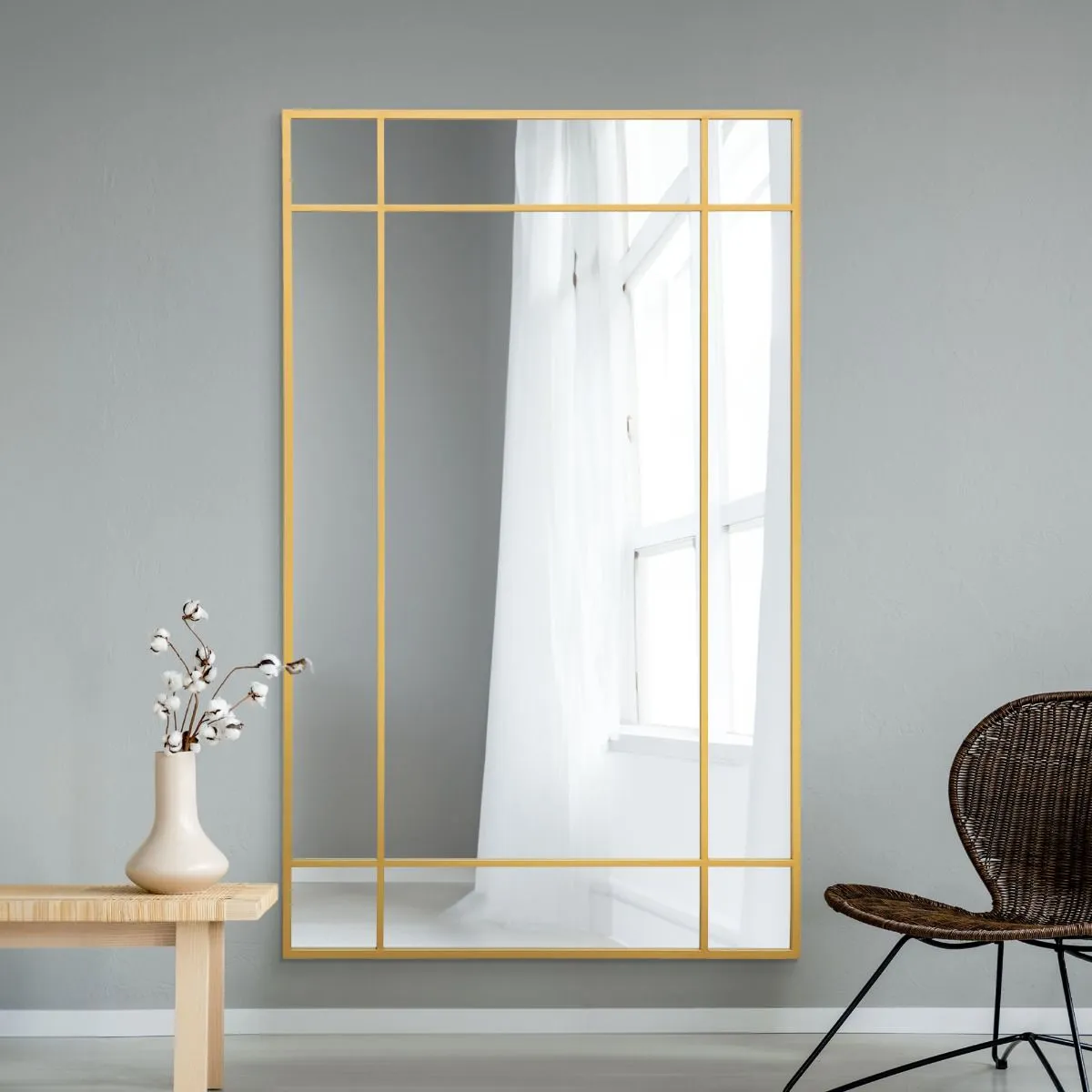 MirrorOutlet Gold Contemporary Wall & Leaner Mirror 71" X 43" (180 x 110CM) 6