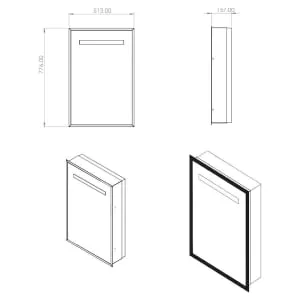 Melford Melford Black Surround LED Recessed Mirror Cabinet with Integrated Shaver Socket - 700 x 500mm 2
