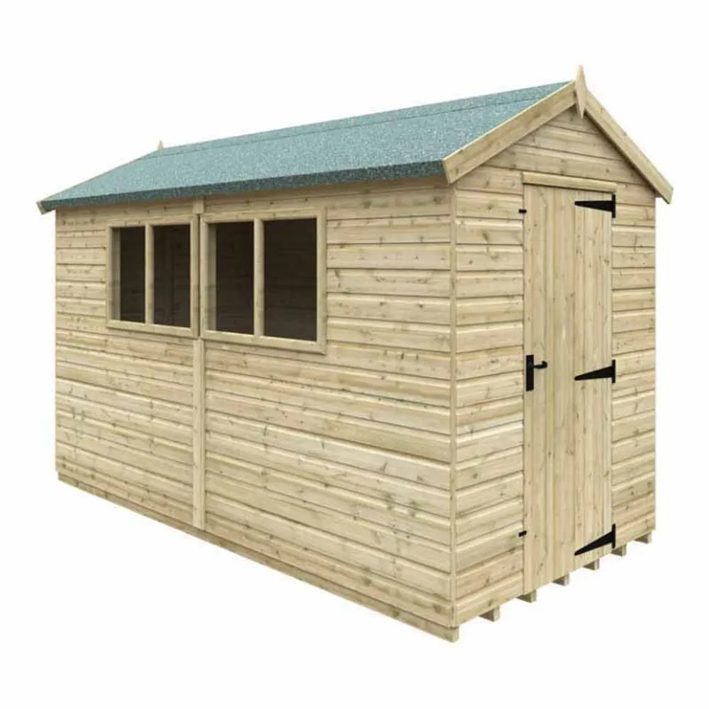 Buttercup Farm 12 x 6 Feet Apex Premier 16mm Shed - Solid Wood/Softwood/Pine in Natural