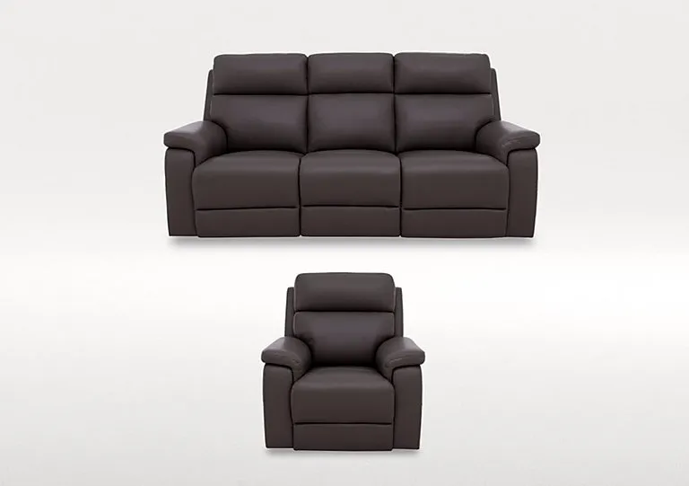 Raven 3 Seater Leather Power Recliner Sofa and Armchair Set - Elephant