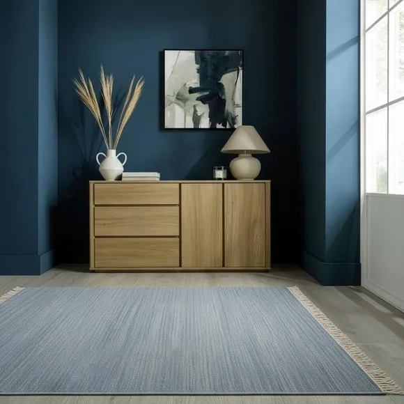 Wool Flatweave Fringed Rug 1
