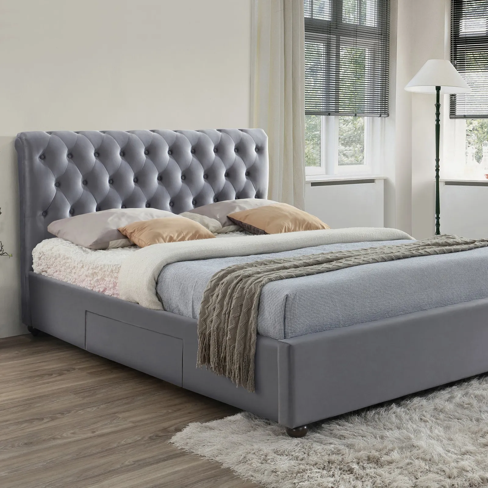 Marlow Velvet Storage Bed Frame Grey