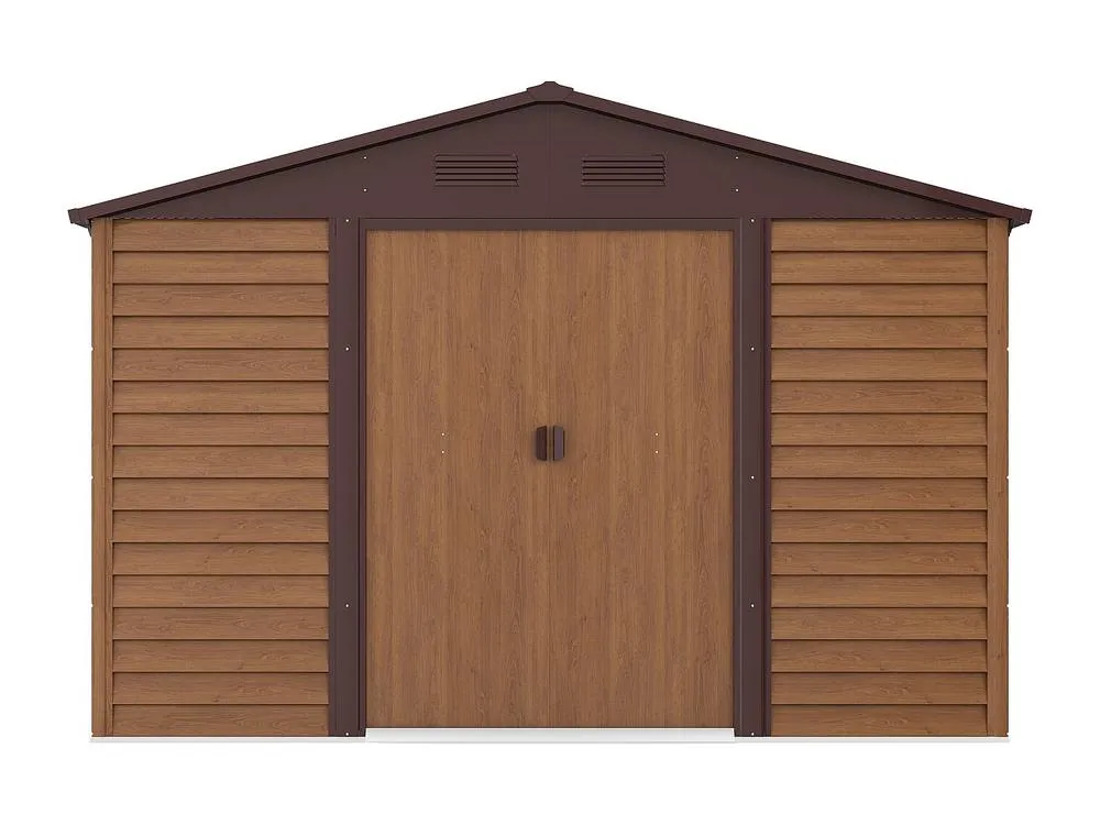 Vente-unique Galvanised Steel Garden Shed - Wood Effect - 11.75 M² - ARSEGO in Walnut 2
