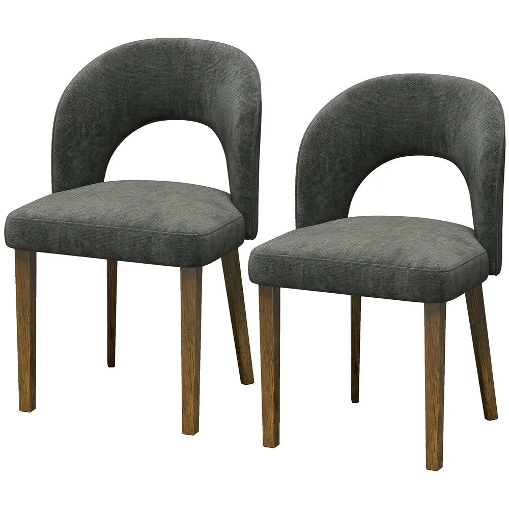 HOMCOM Modern Dining Chairs Set of 2 with Padded Seat, Backrest, Dark Grey