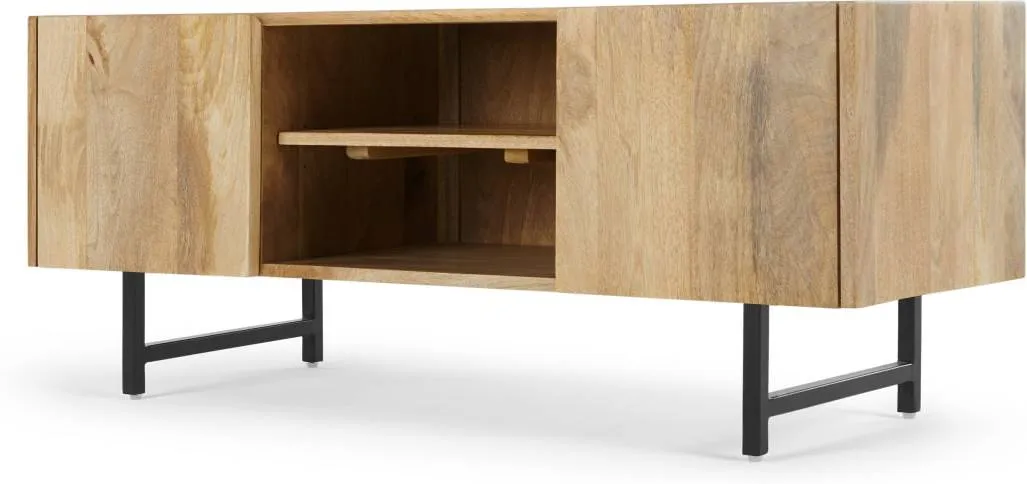 Aphra TV Stand, Light Mango Wood and Black