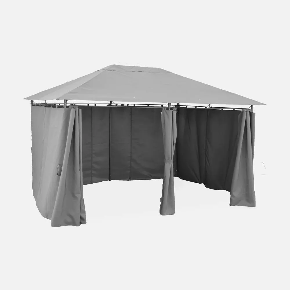 sweeek Heavy Duty 3x4m Gazebo With Curtains in Grey 2