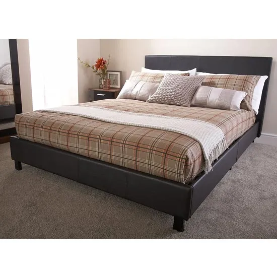 Alioth Faux Leather King Size Bed In Brown