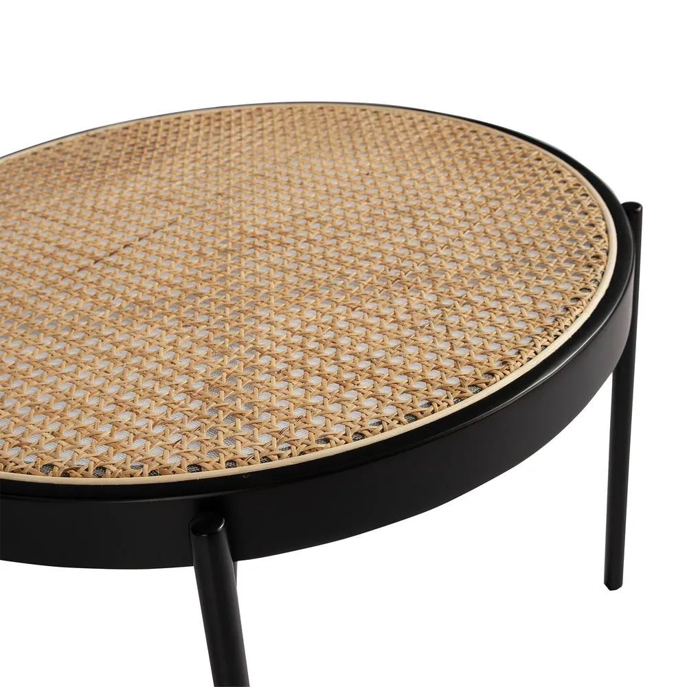 Angel Cerda Round Rattan Coffee Table Black MDF Base & Black 5