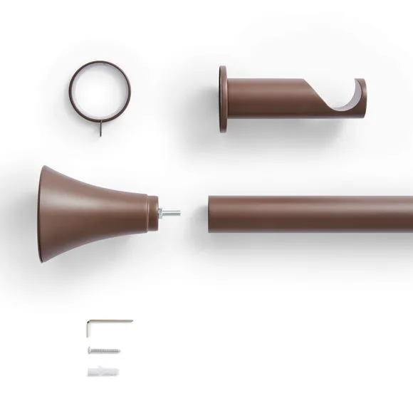 Flush Trumpet Fixed Metal Curtain Pole with Rings 2