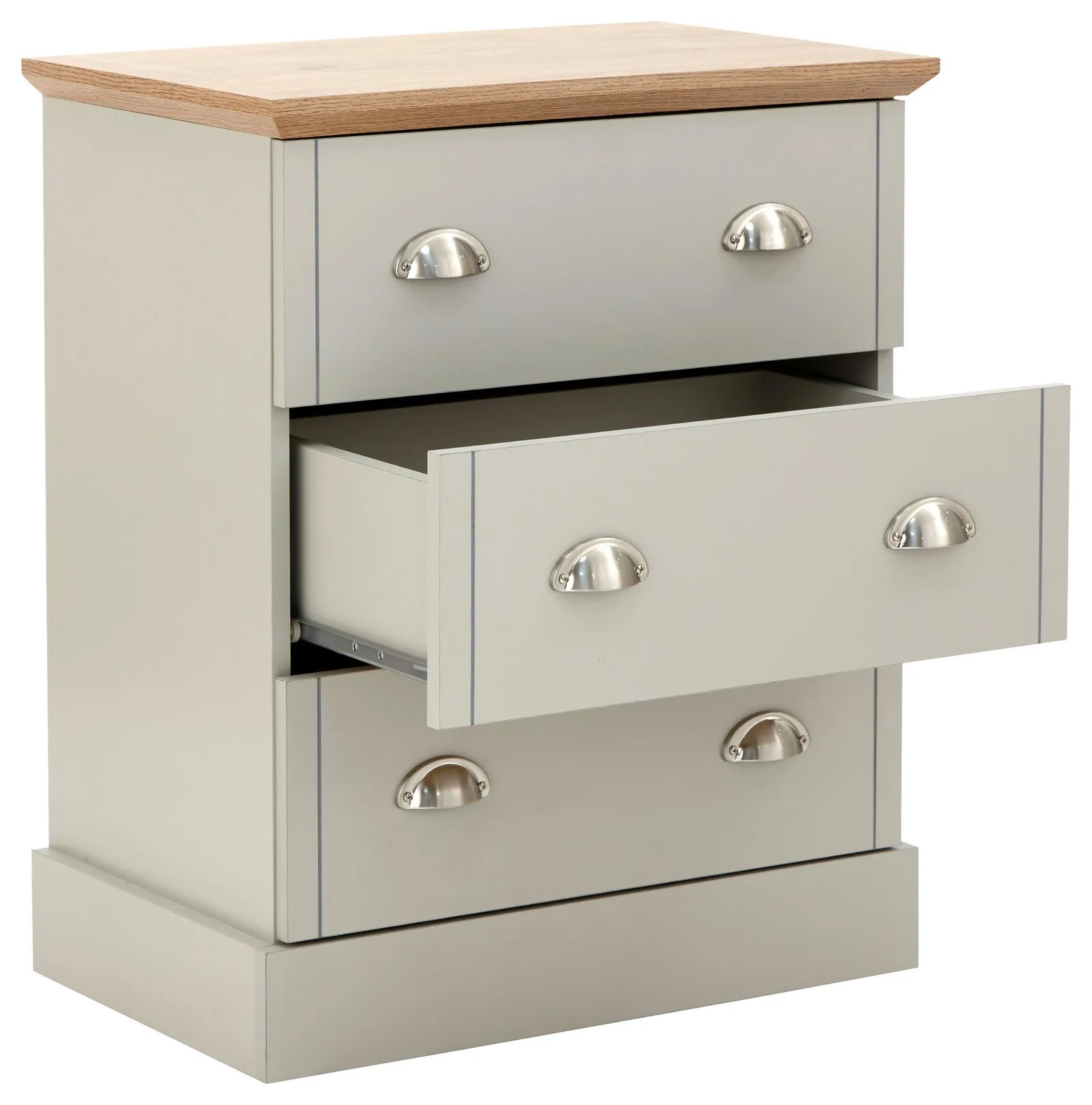 GFW Kendal 3 Drawer Chest in Grey 3