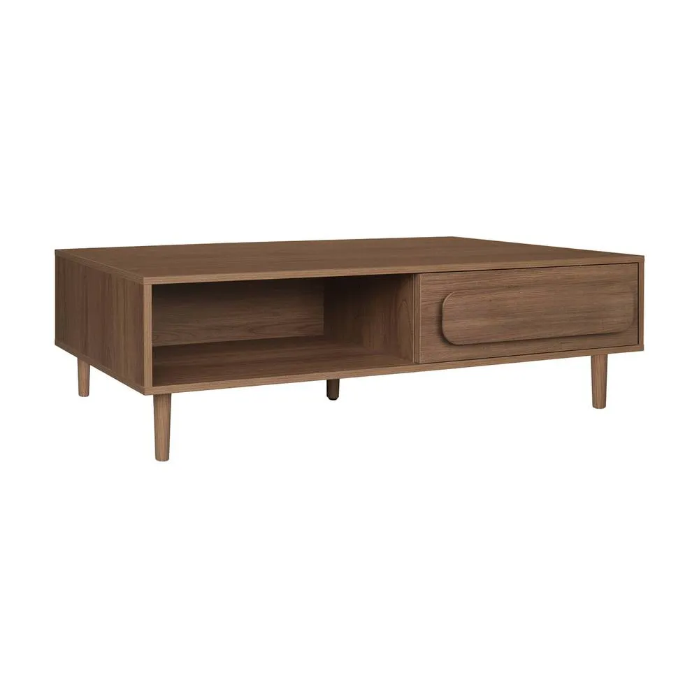sweeek Vintage wood effect coffee table with 1 drawer in Dark Brown 2