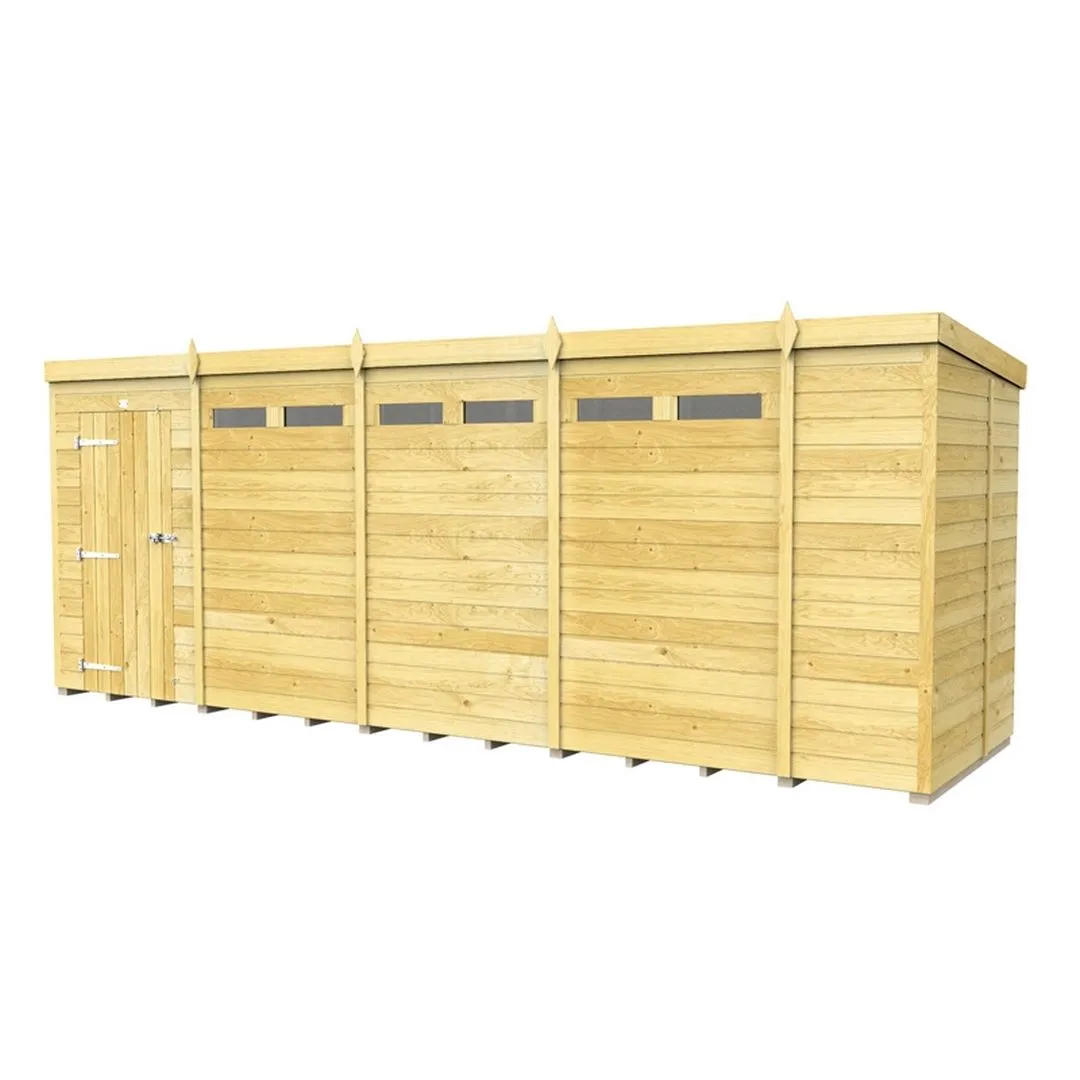 Buttercup Farm 18 x 5 Feet Pent Security Shed - Single Door - L147 x W533 x H201 cm in Brown