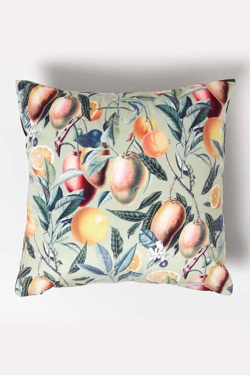Homescapes Mango Tree Green Filled Velvet Cushion 46 x 46 cm