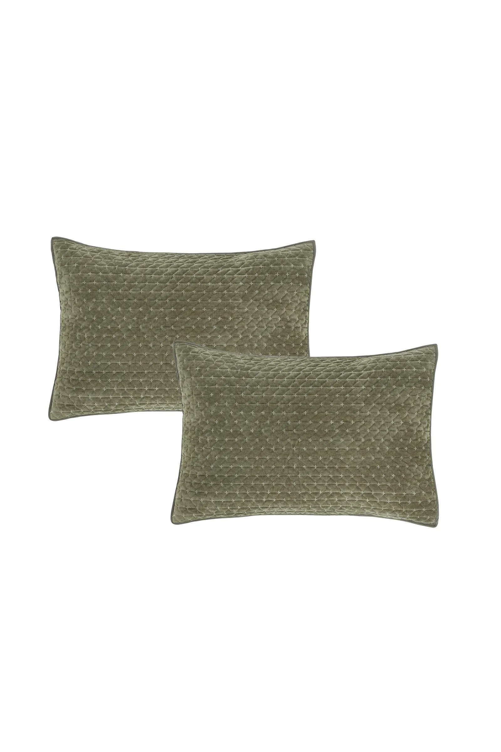 Bianca 'Attica Velvet' Embroidered Pillow sham Pair in Green 3