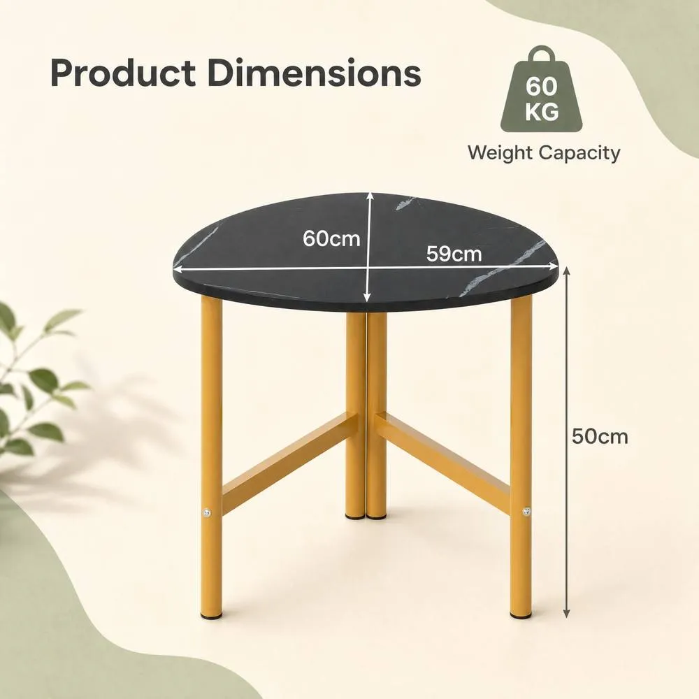 Costway Triangle Coffee Table w/ Metal Legs Sofa Table for Living Room in Black 2